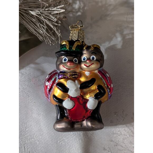 Old World Christmas Ladybug Couple Ornament 24117 – Blown Glass Bug Pair Red... - Picture 1 of 6
